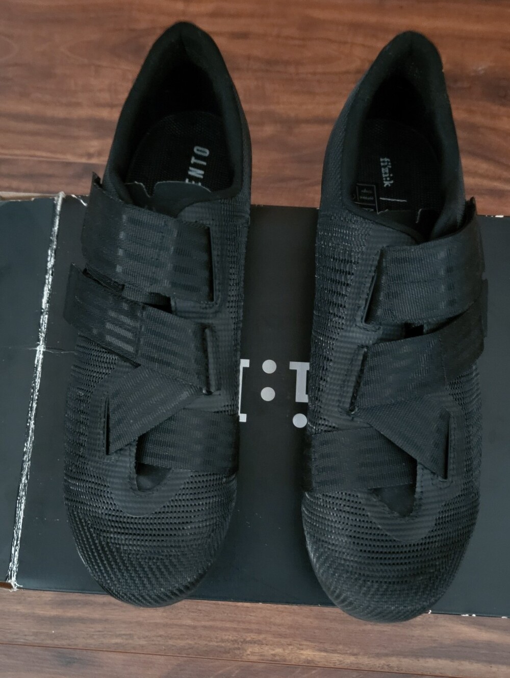 Fizik Vento Powerstrap Men Black Road Cycling Shoes Hook & Loop EU 44 US 10.5
